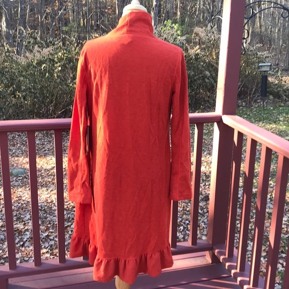 New! Earth Tec small rust long ruffled cardigan . - Picture 4 of 9